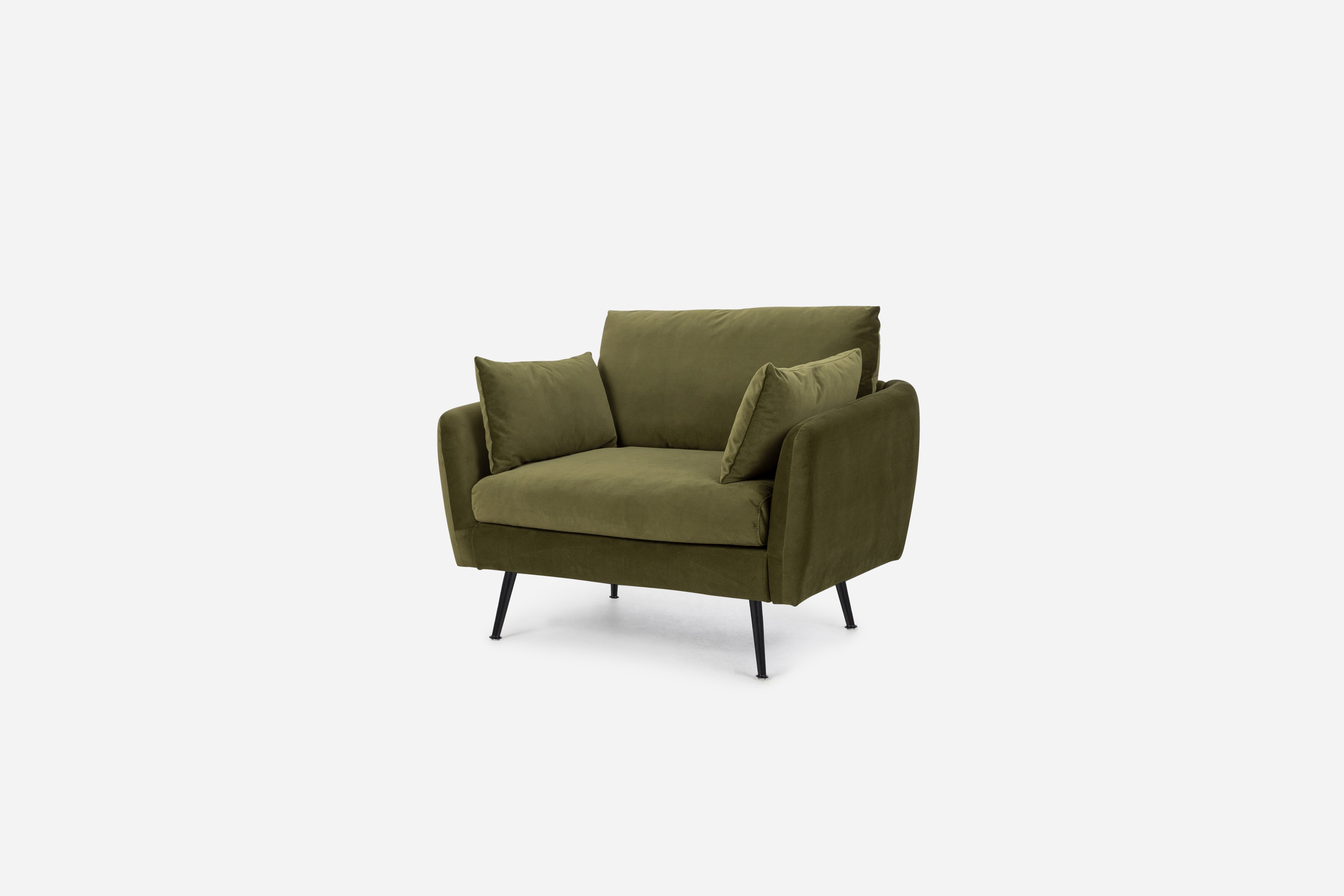 Park Armchair Velvet and Vegan Leather Deep Armchair Boucle Black