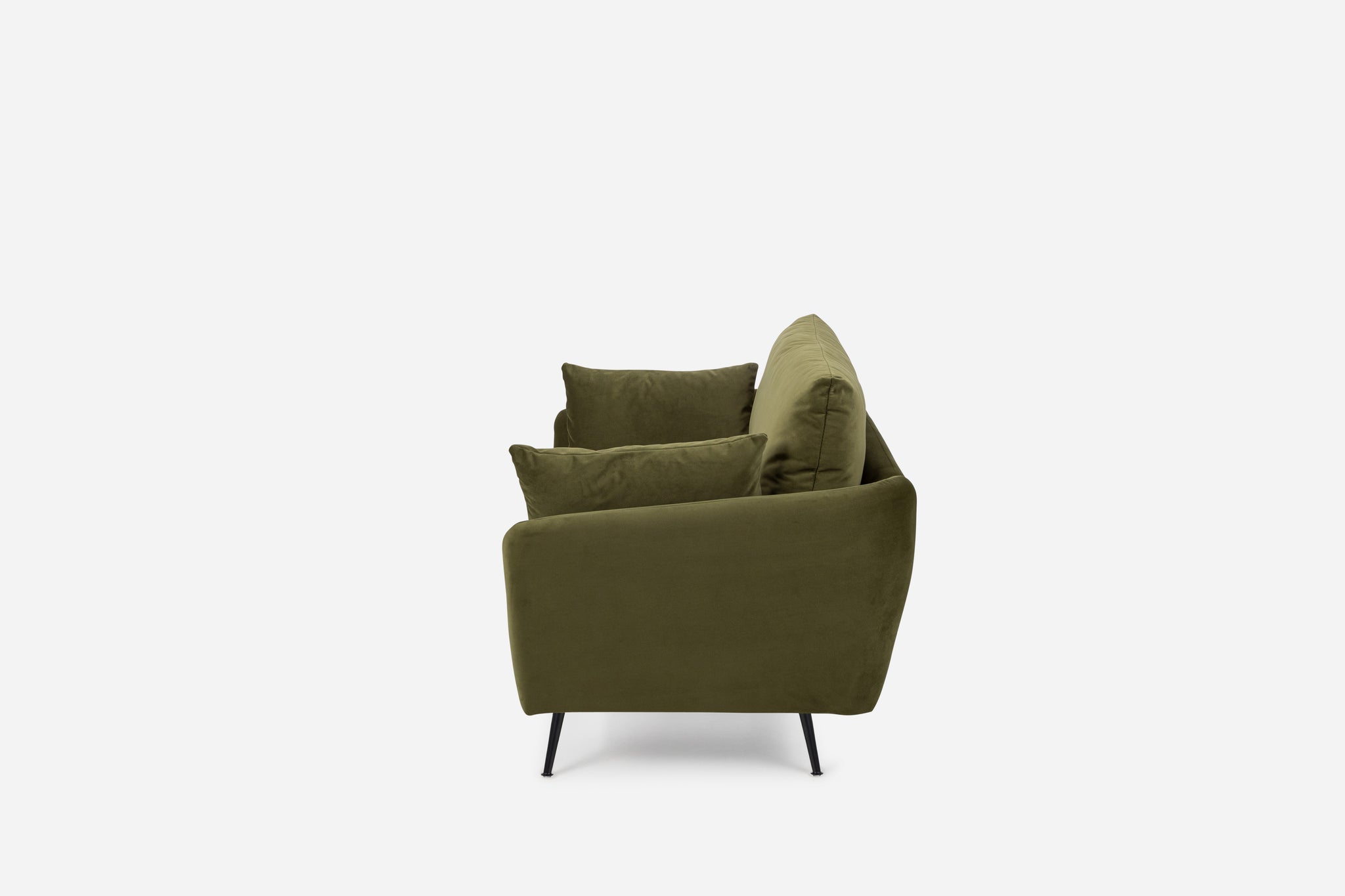 park armchair shown in olive velvet with black legs