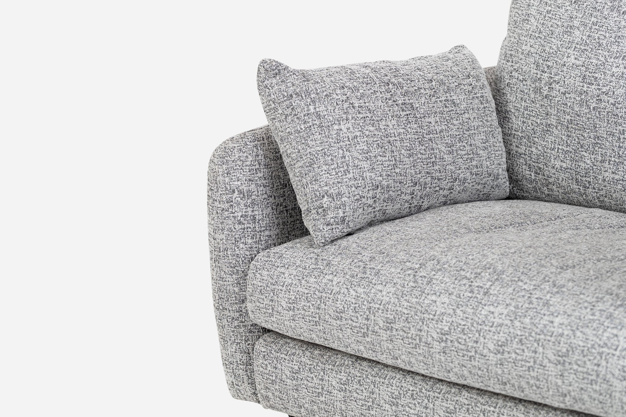 park armchair shown in grey fabric with gold legs