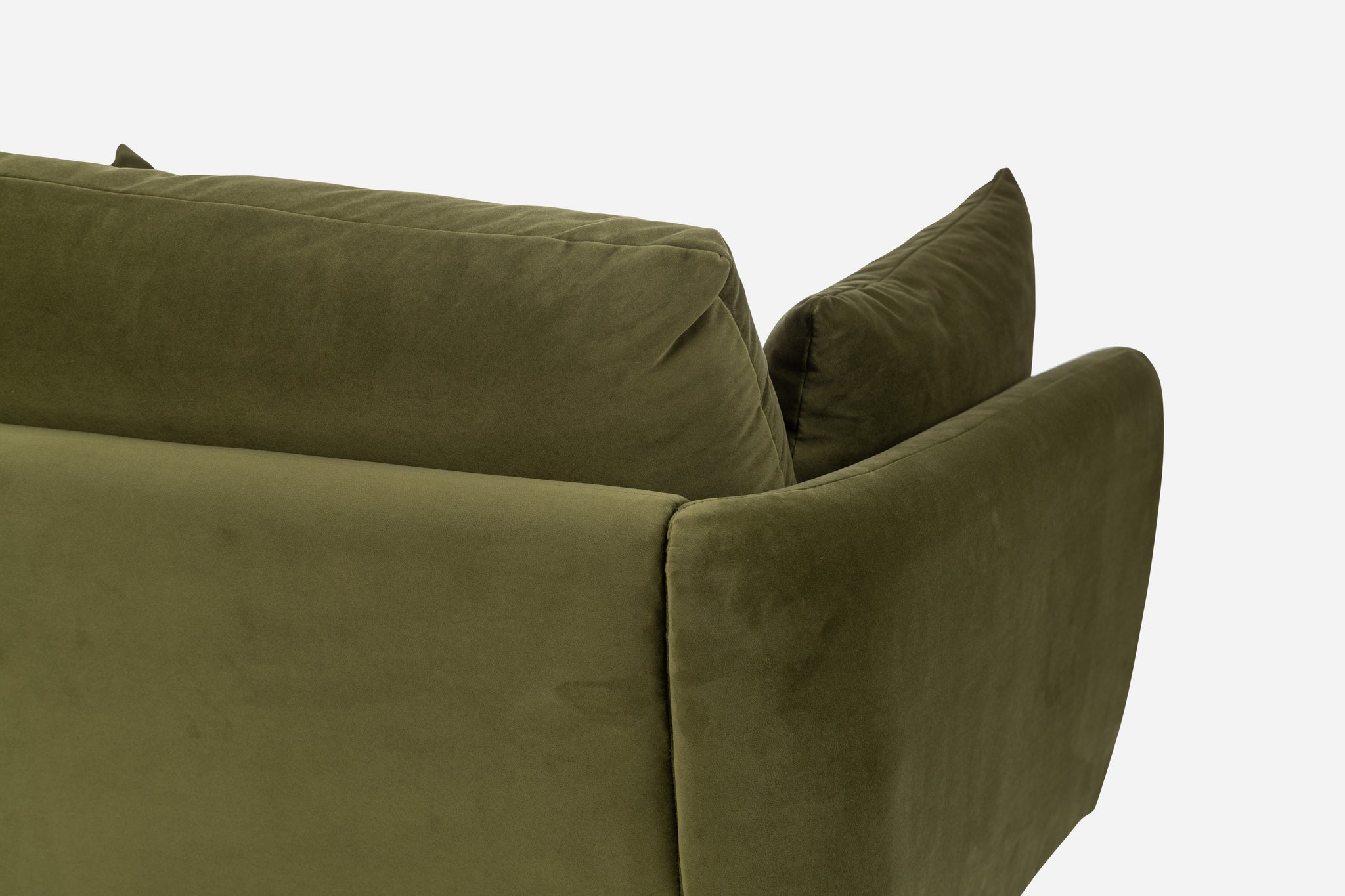 park armchair shown in olive velvet with gold legs