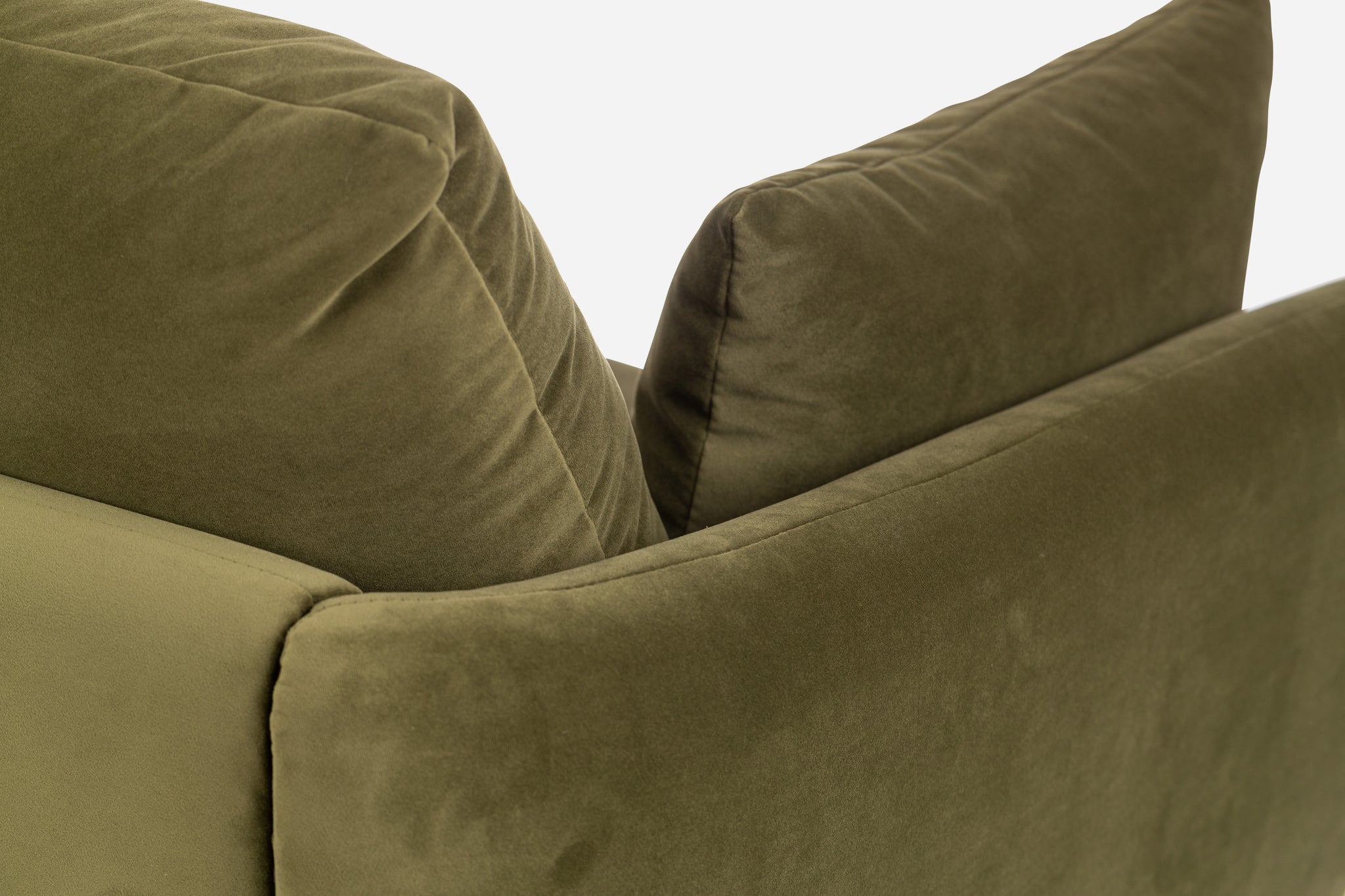 park sofa shown in olive velvet with black legs