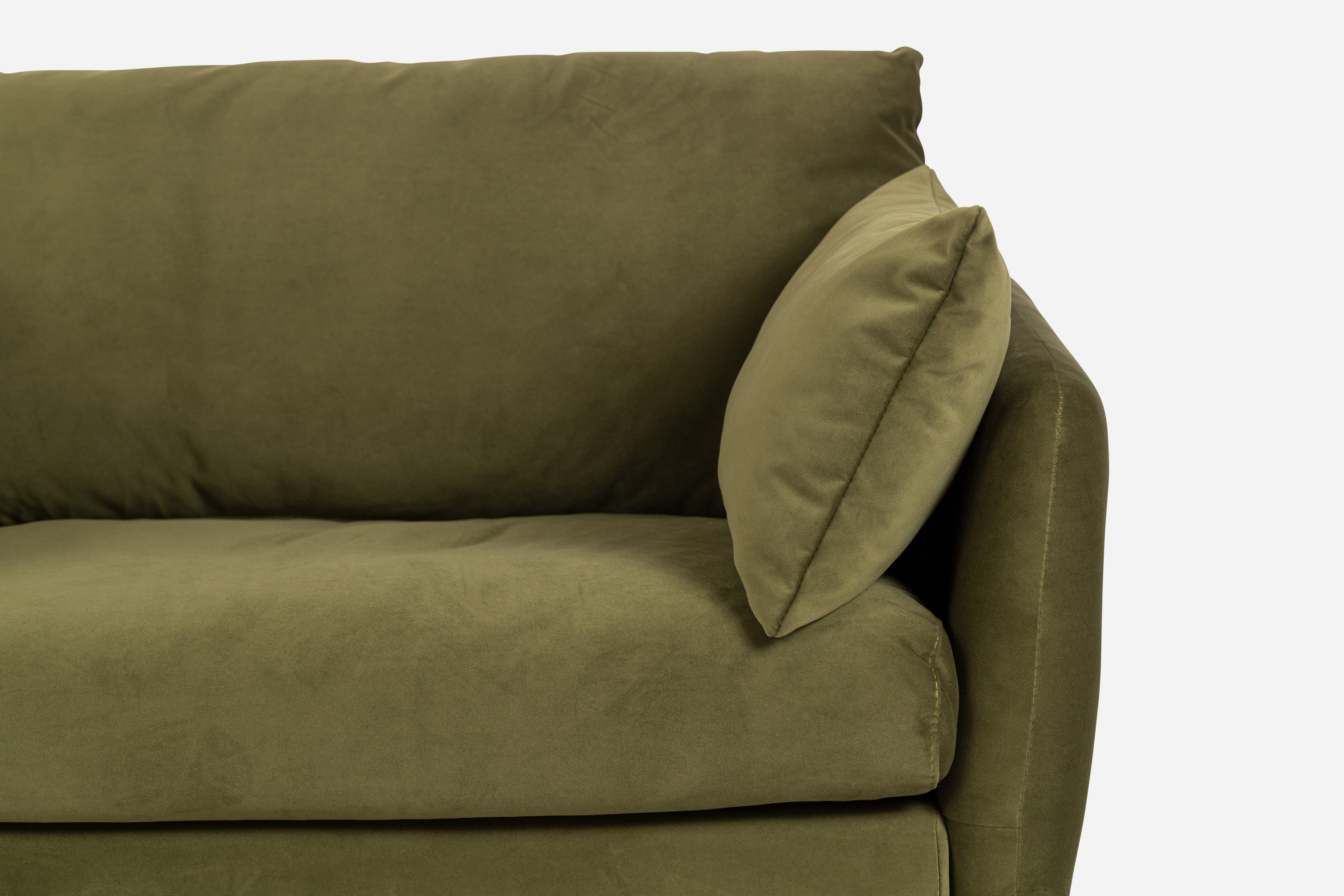 olive velvet | Park Sofa shown in Olive Velvet with black legs