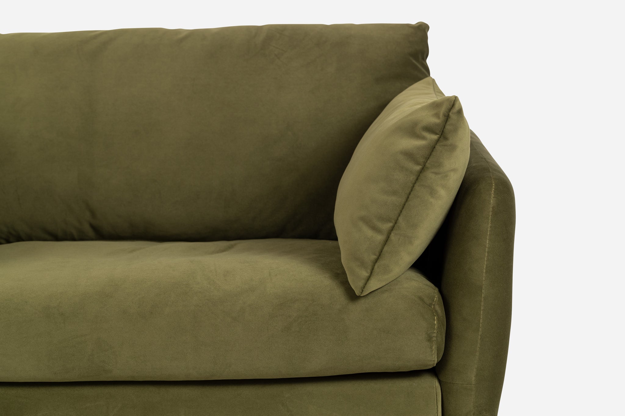 park armchair shown in olive velvet with black legs