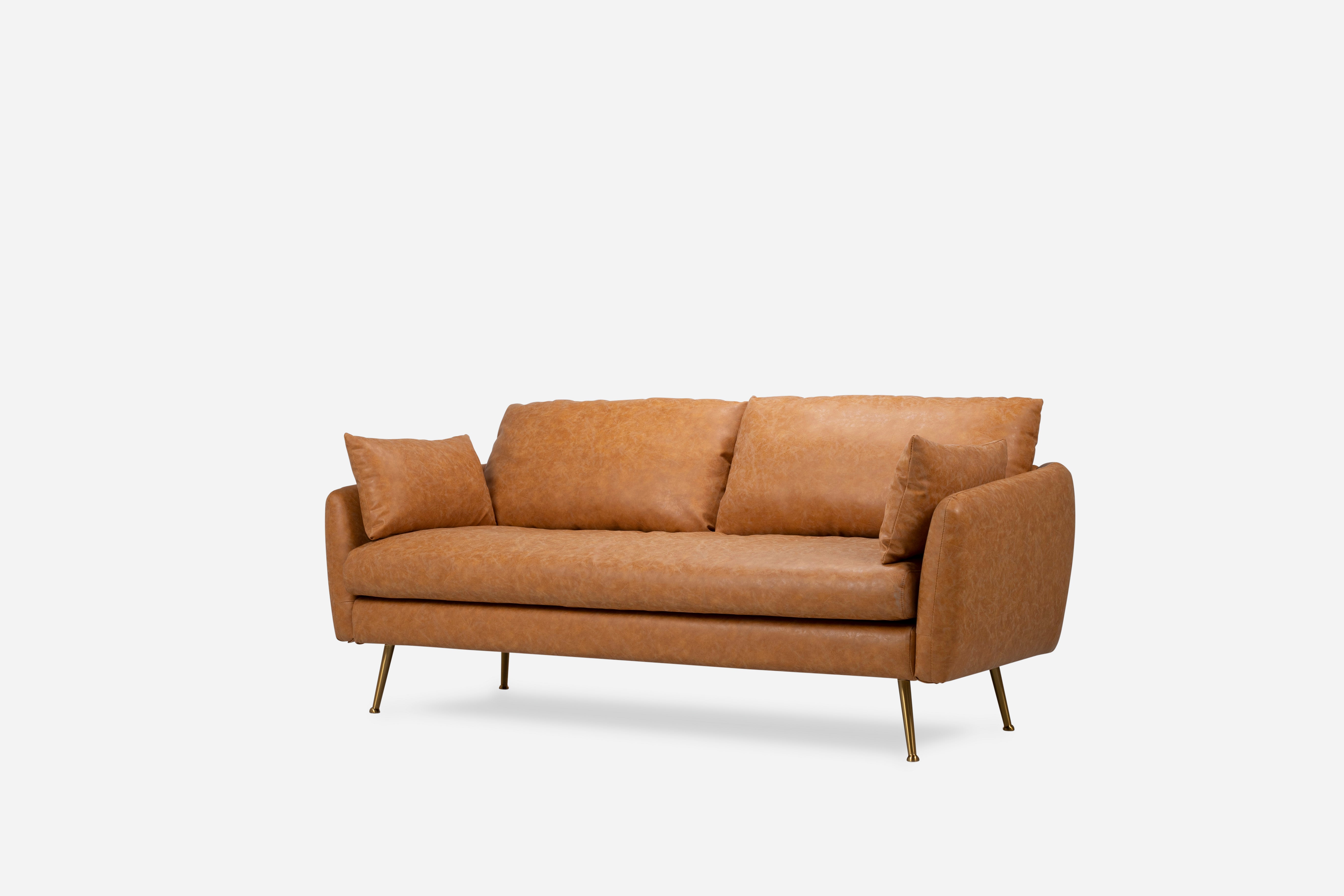 Distressed Vegan Leather Gold | Park Sofa shown in Distressed Vegan Leather with gold legs