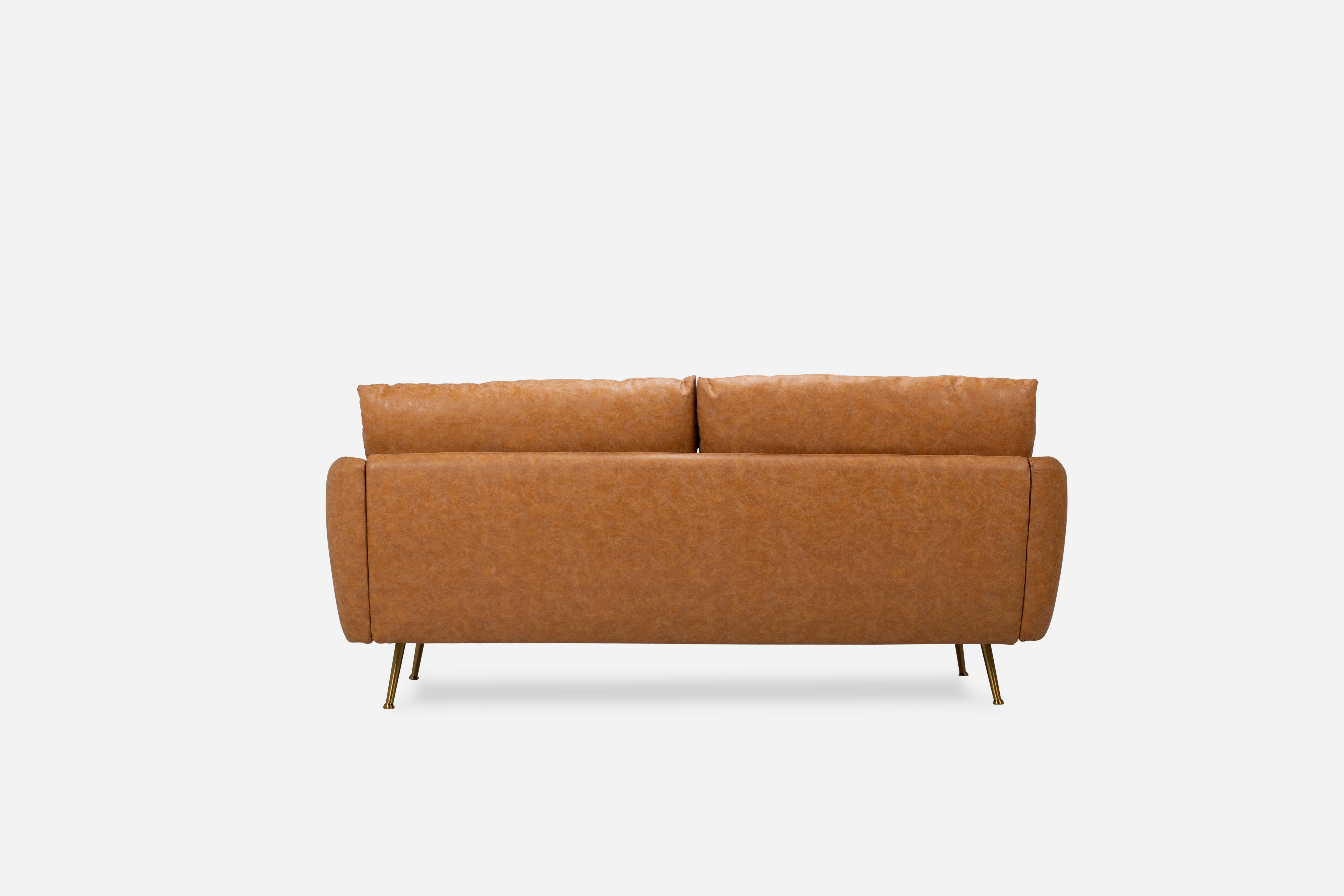 Distressed Vegan Leather Gold | Park Sofa shown in Distressed Vegan Leather with gold legs