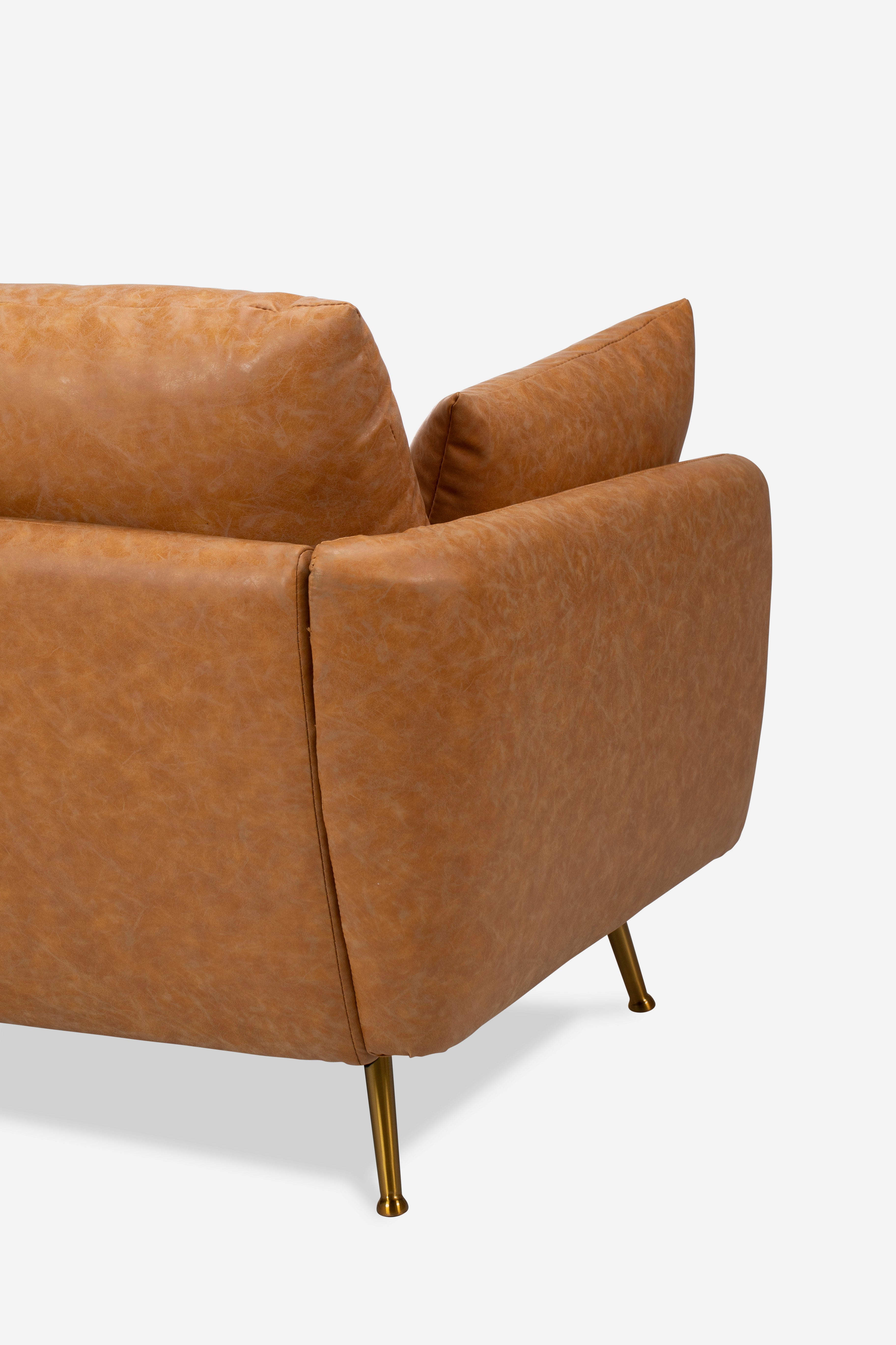 Distressed Vegan Leather Gold | Park Sofa shown in Distressed Vegan Leather with gold legs
