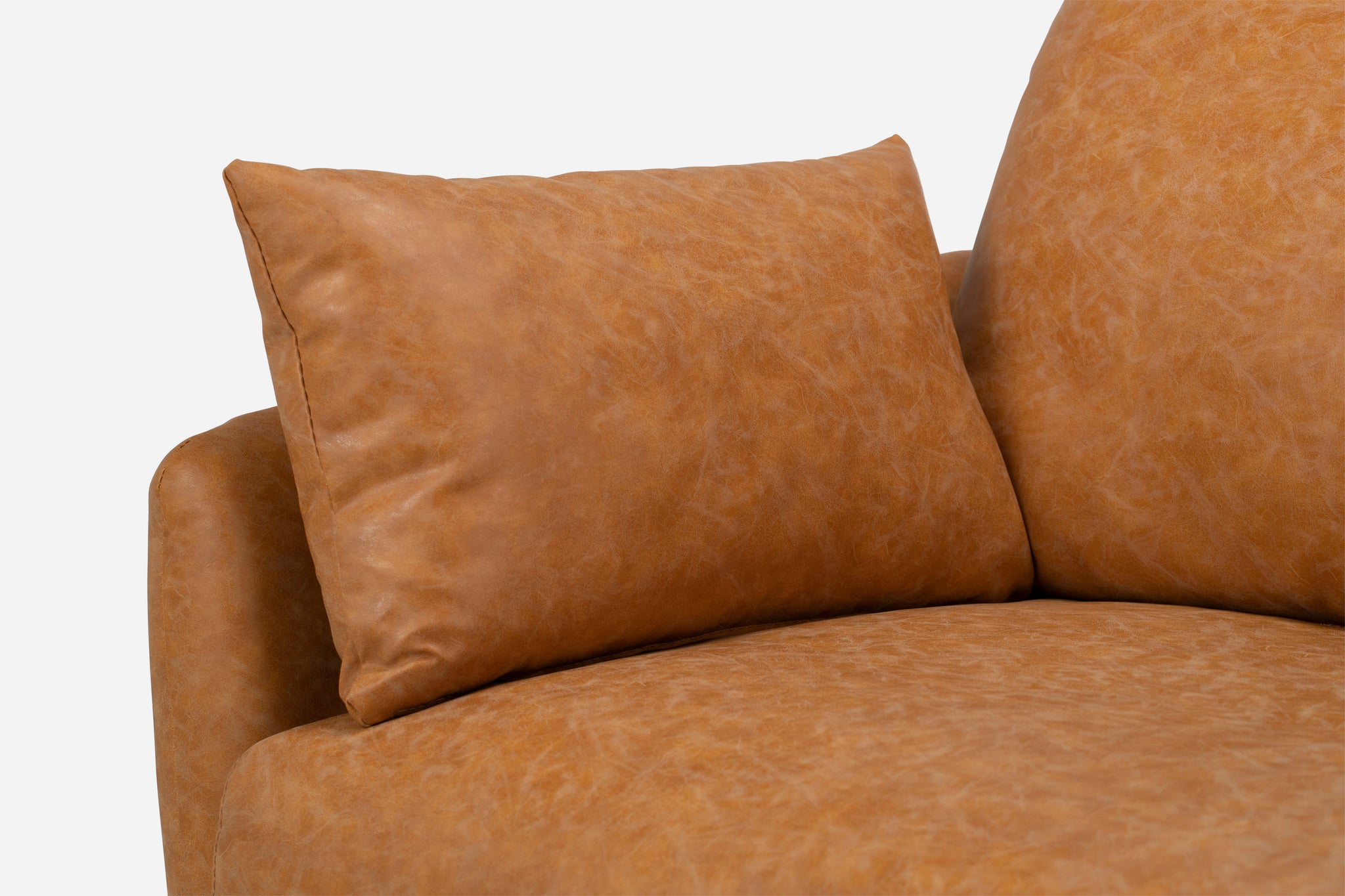 park armchair shown in distressed vegan leather with gold legs