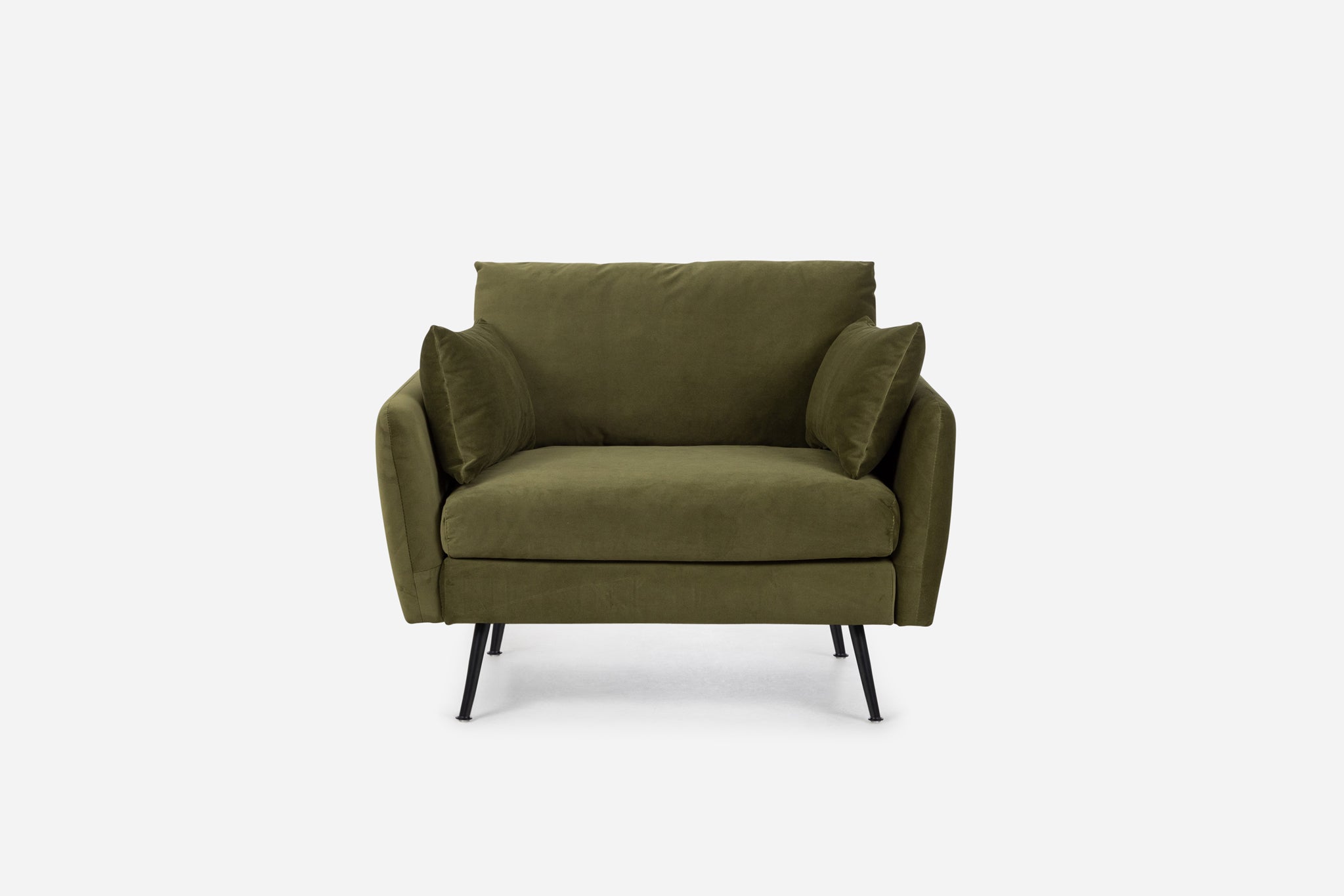 park armchair shown in olive velvet with black legs