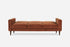 rust velvet walnut | Front view of the Albany sleeper sofa in rust velvet and walnut legs