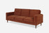 rust velvet walnut | Side view of the Albany sleeper sofa in rust velvet and walnut legs