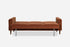 rust velvet walnut | Back view of the Albany sleeper sofa as a bed in rust velvet and gold legs