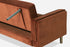 rust velvet gold | Detail of the Albany sleeper sofa's armrest and leg