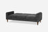 charcoal walnut | Side view of the Albany sleeper sofa as a bed in charcoal with walnut legs