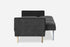 charcoal gold | Lateral view of the Albany sleeper sofa as a sofa in charcoal with gold legs