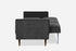 charcoal walnut | Lateral view of the Albany sleeper sofa as a bed in charcoal with walnut legs