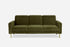 olive velvet gold | Front view of the Albany sleeper sofa in olive velvet with gold legs