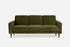 olive velvet walnut | Front view of the Albany sleeper sofa in olive velvet with walnut legs