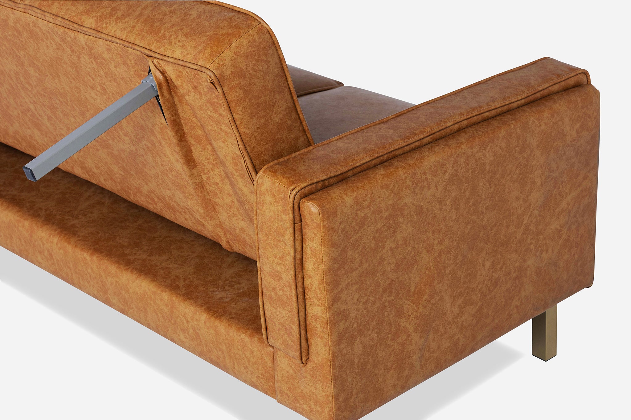 detail of the albany sleeper sofa's armrest and leg