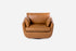 distressed vegan leather | Front view of the Park swivel armchair in distressed vegan leather