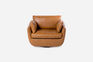 distressed vegan leather | Front view of the Park swivel armchair in distressed vegan leather