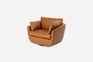 distressed vegan leather | Side view of the Park swivel armchair in distressed vegan leather
