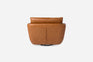 distressed vegan leather | Back view of the Park swivel armchair in distressed vegan leather