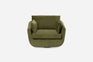 olive velvet | Front view of the Park swivel armchair in olive velvet