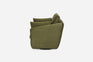 olive velvet | Lateral view of the Park swivel armchair in olive velvet