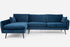 Blue Velvet Black Left Facing | Park Sectional Sofa shown in Blue Velvet with black legs Left Facing