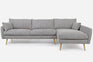 grey textured weave Gold Right Facing | Park Sectional Sofa shown in grey textured weave with gold legs Right Facing