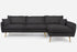 charcoal gold right facing | Park Sectional Sofa shown in charcoal with gold legs right facing