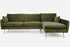 Olive Velvet Gold Right Facing | Park Sectional Sofa shown in Olive Velvet with gold legs Right Facing